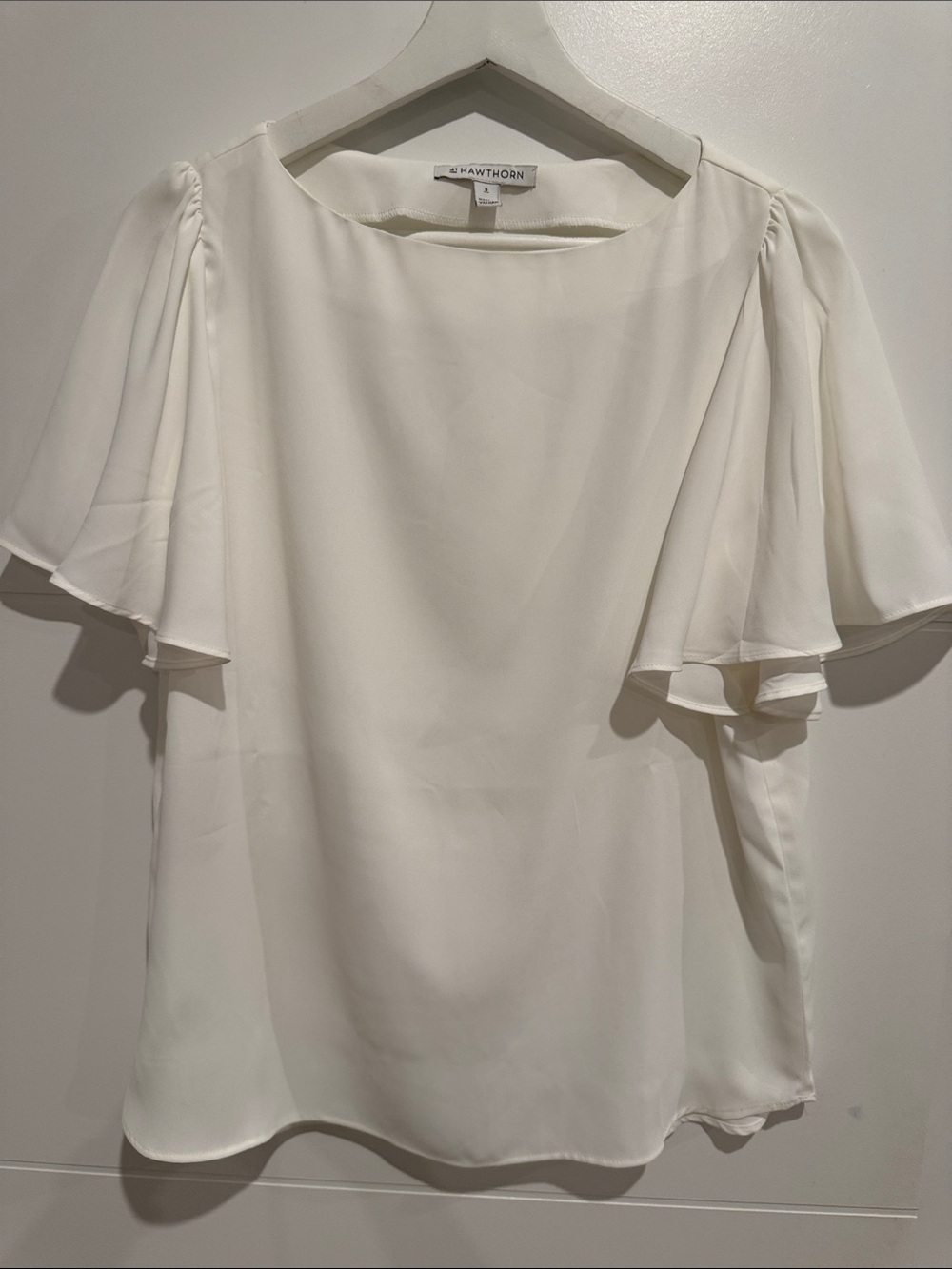 41 Hawthorn Cream Flutter-Sleeve Blouse